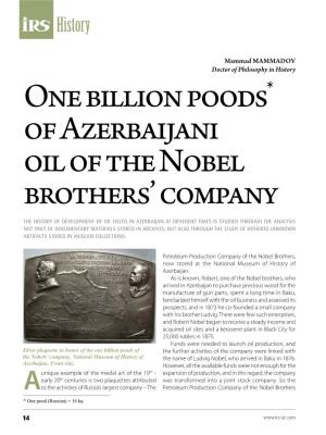 One Billion Poods* of Azerbaijani Oil of the Nobel Brothers' Company