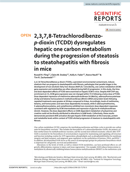 TCDD) Dysregulates Hepatic One Carbon Metabolism During the Progression of Steatosis to Steatohepatitis with Fbrosis in Mice Russell R