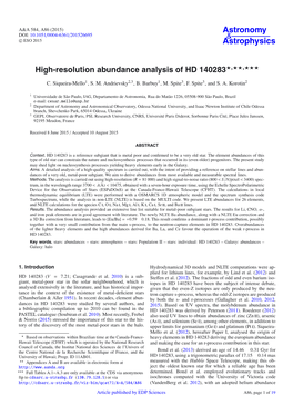 High-Resolution Abundance Analysis of HD 140283⋆⋆⋆⋆⋆⋆