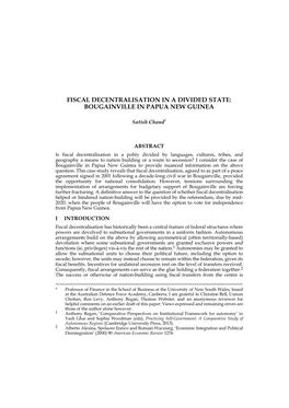 Fiscal Decentralisation in a Divided State: Bougainville in Papua New Guinea
