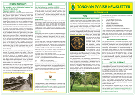 TONGHAM PARISH NEWSLETTER Village by Ye Olde Codger OLIO’S Vision Is for Millions of Hyper Local Food Sharing Net- Works All Around the World