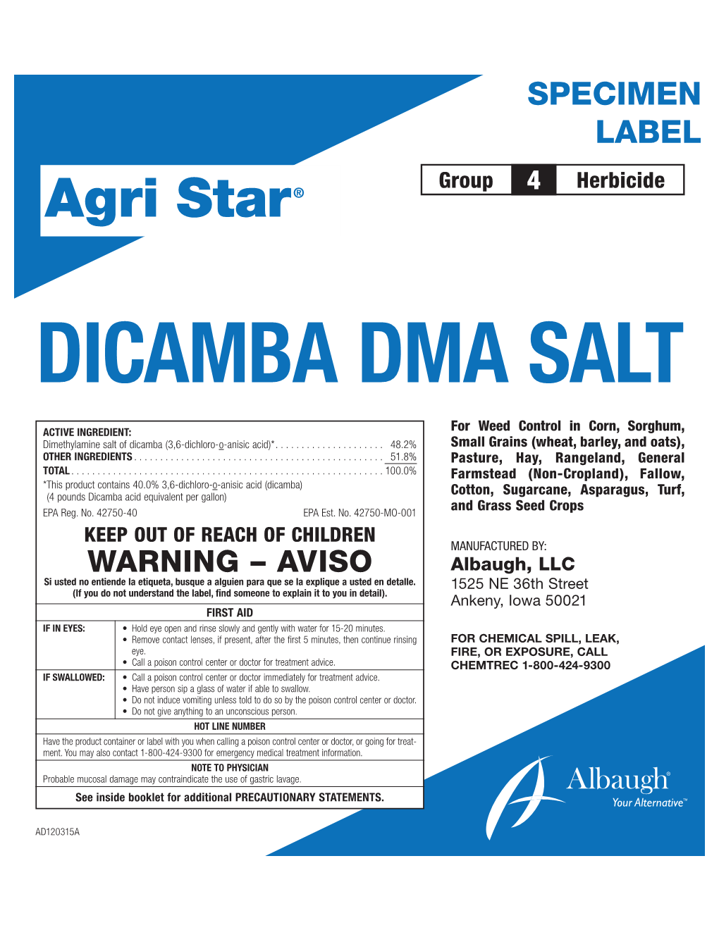 SPECIMEN LABEL Group4 Herbicide