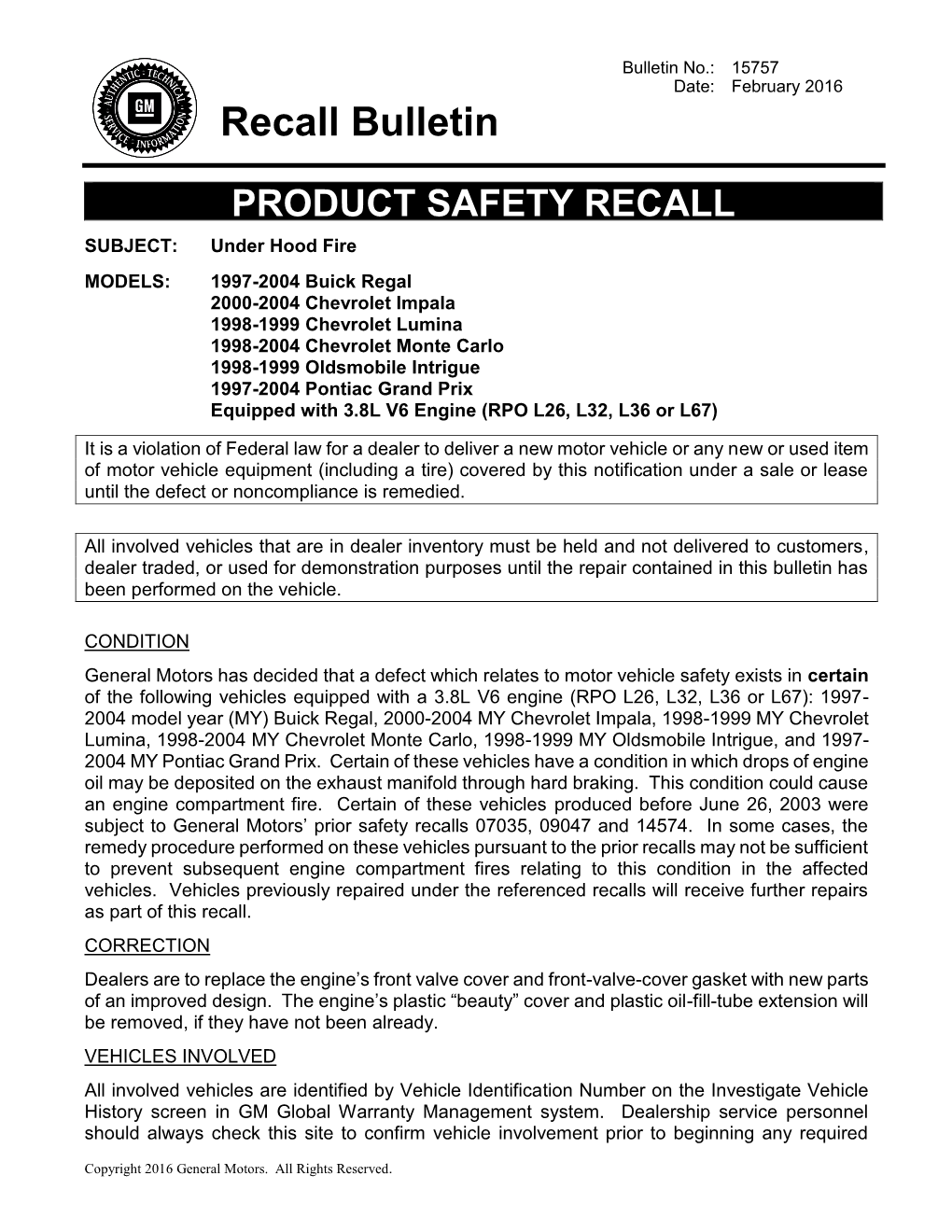 Recall Bulletin