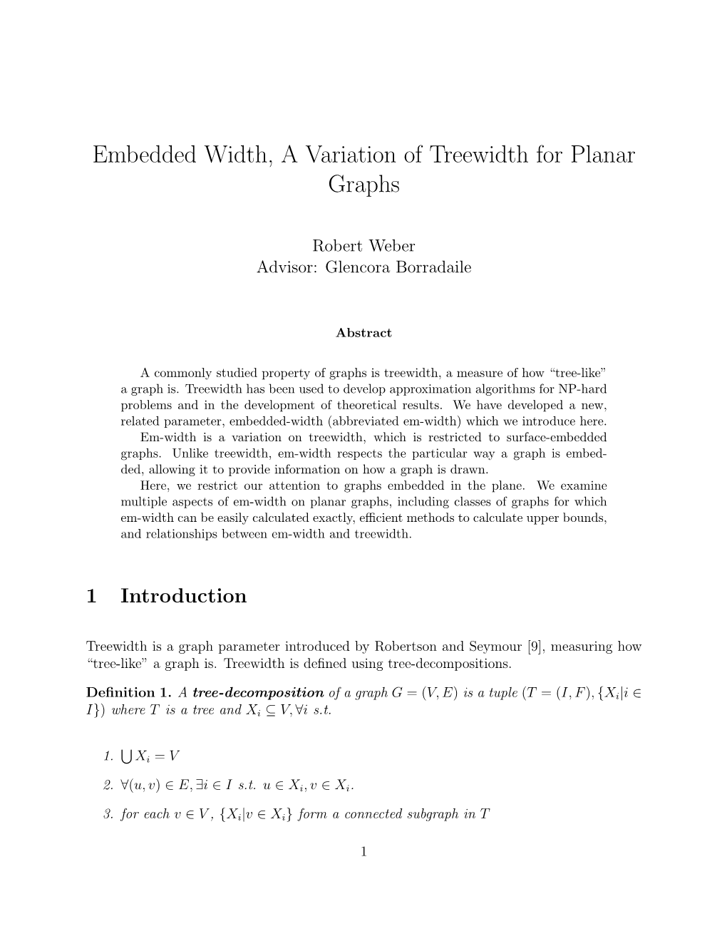 Embedded Width, a Variation of Treewidth for Planar Graphs