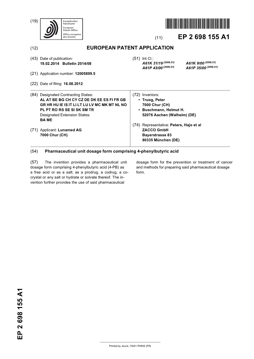 Pharmaceutical Unit Dosage Form Comprising 4-Phenylbutyric Acid