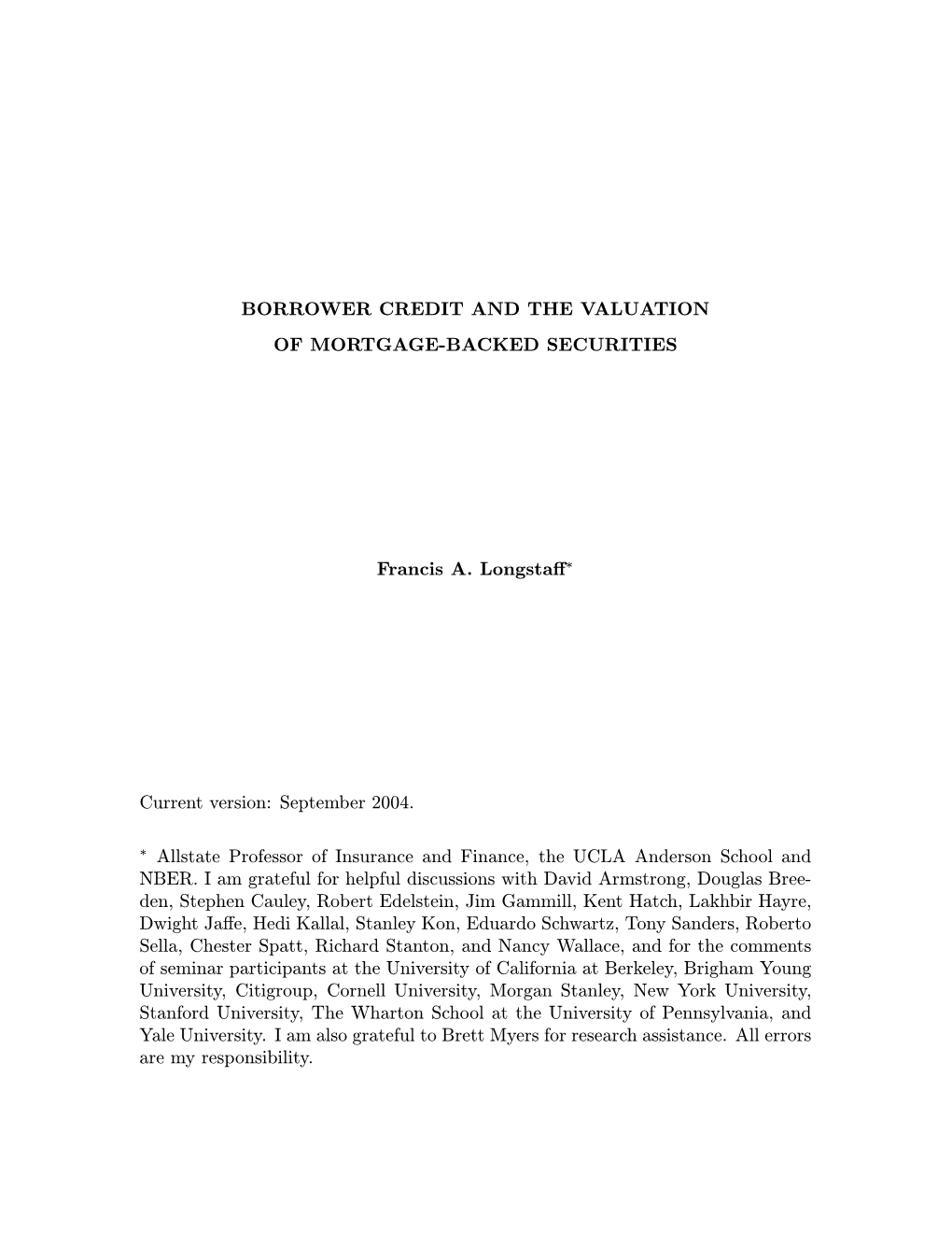 Borrower Credit and the Valuation of Mortgage-Backed Securities