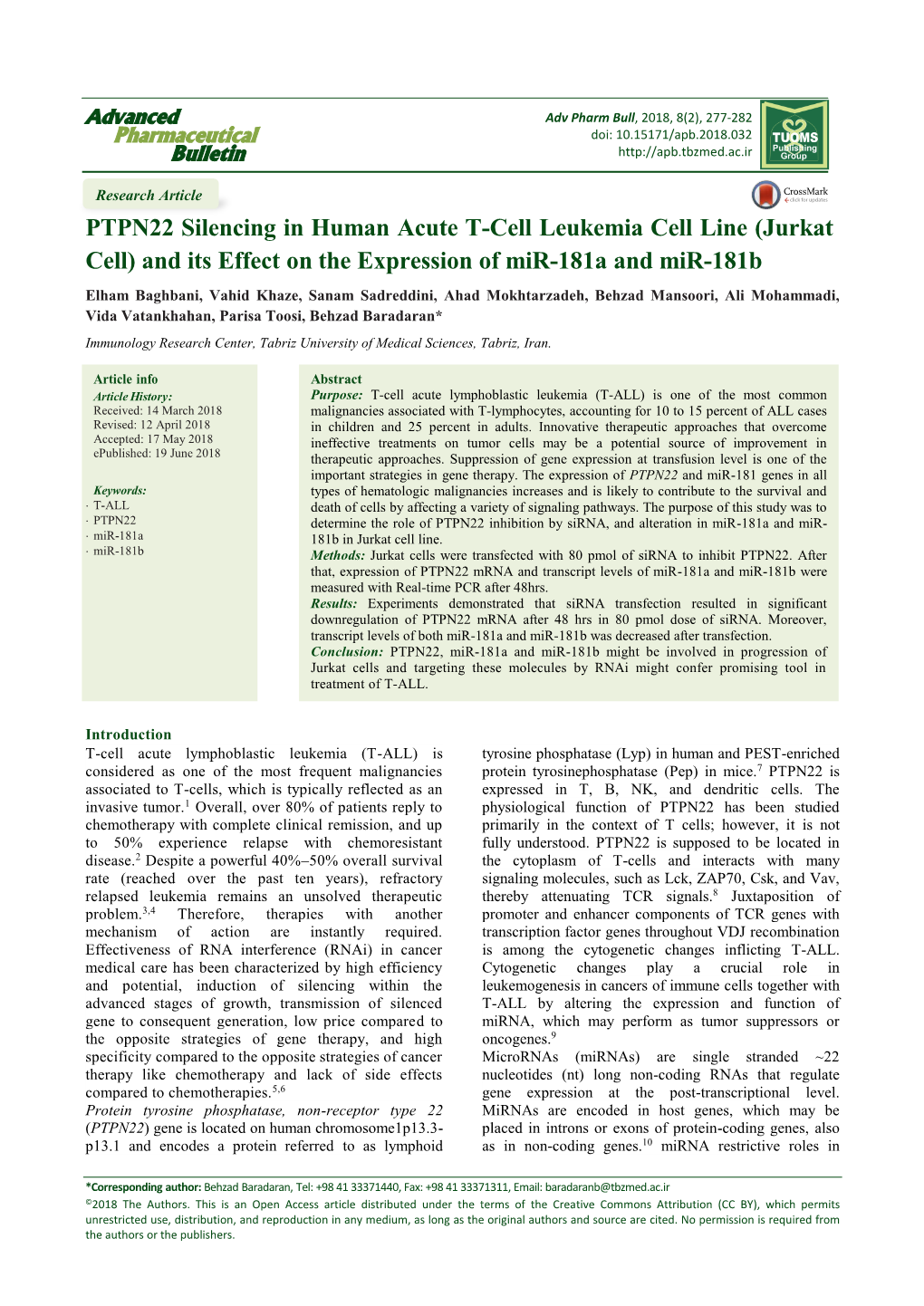 PTPN22 Silencing in Human Acute T-Cell Leukemia Cell Line (Jurkat