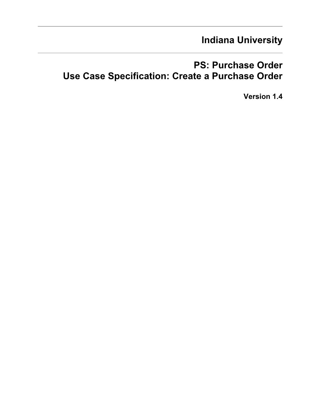 Use Case Specification: Create a Purchase Order