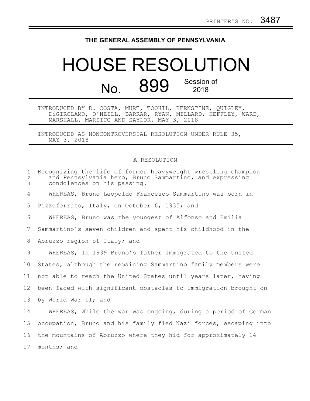 HOUSE RESOLUTION Session of No