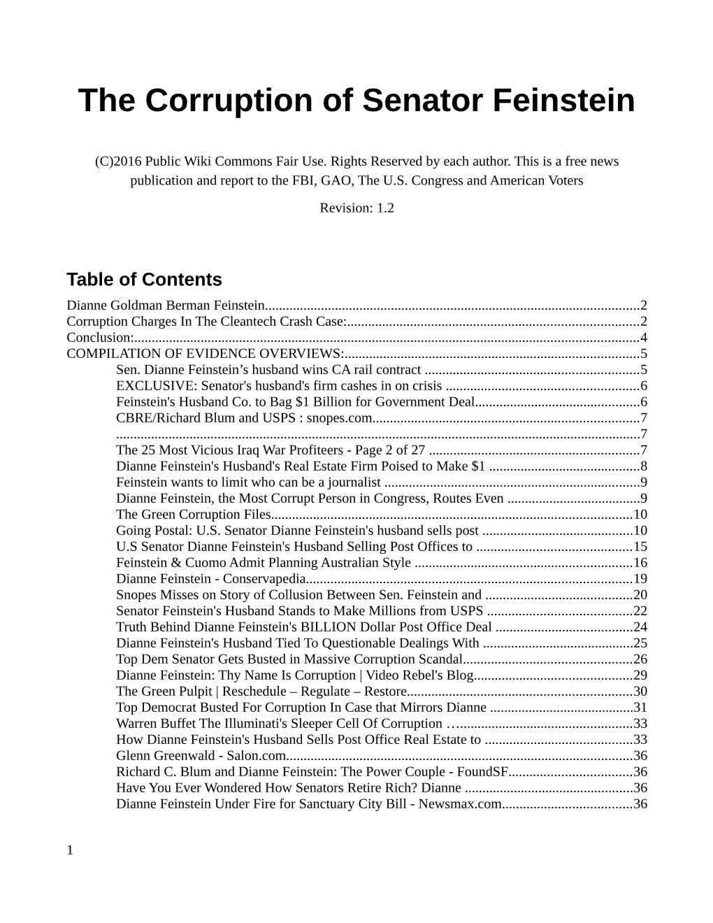 The Corruption of Senator Feinstein