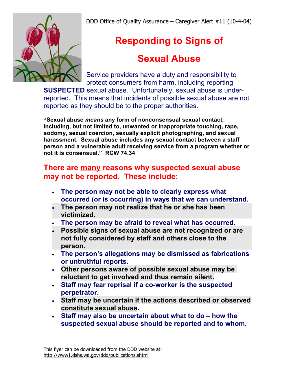 Responding to Signs of Sexual Abuse