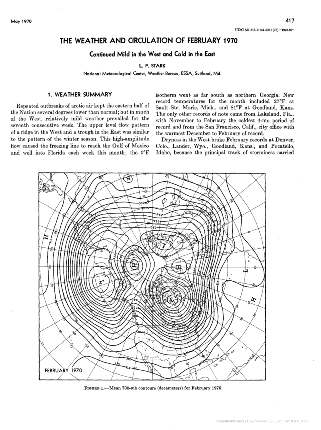 The Weather and Circulation of February 1970