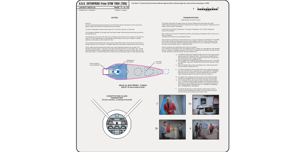 U.S.S. ENTERPRISE from STAR TREK (TOS) If Printed 17 Inches Tall (From Black-Outlined Edge to Black-Outlined Edge) the Scale of These Drawings Is 1/350