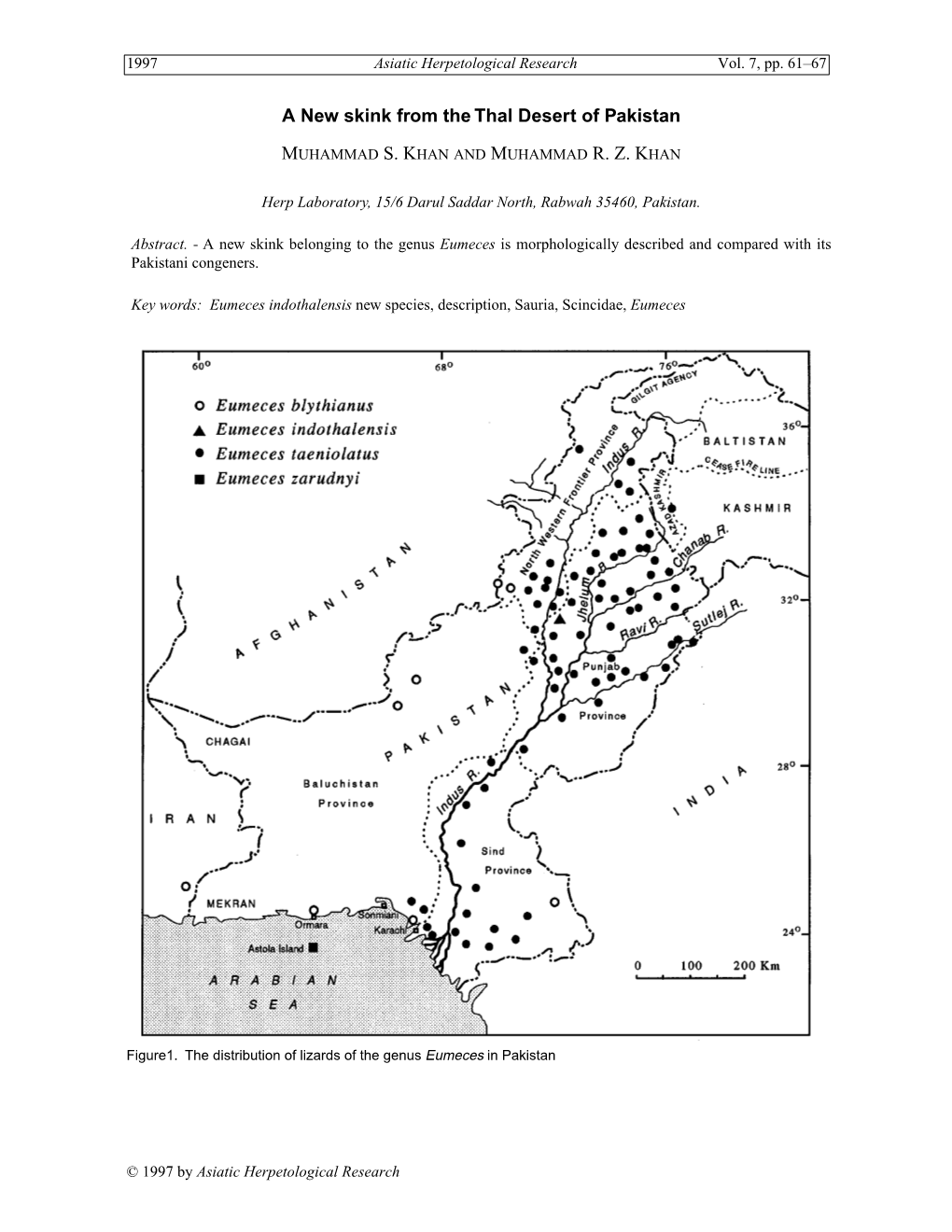 And Khan, M.R.Z. Khan, 1997. a New Skink from the Thal Desert Of