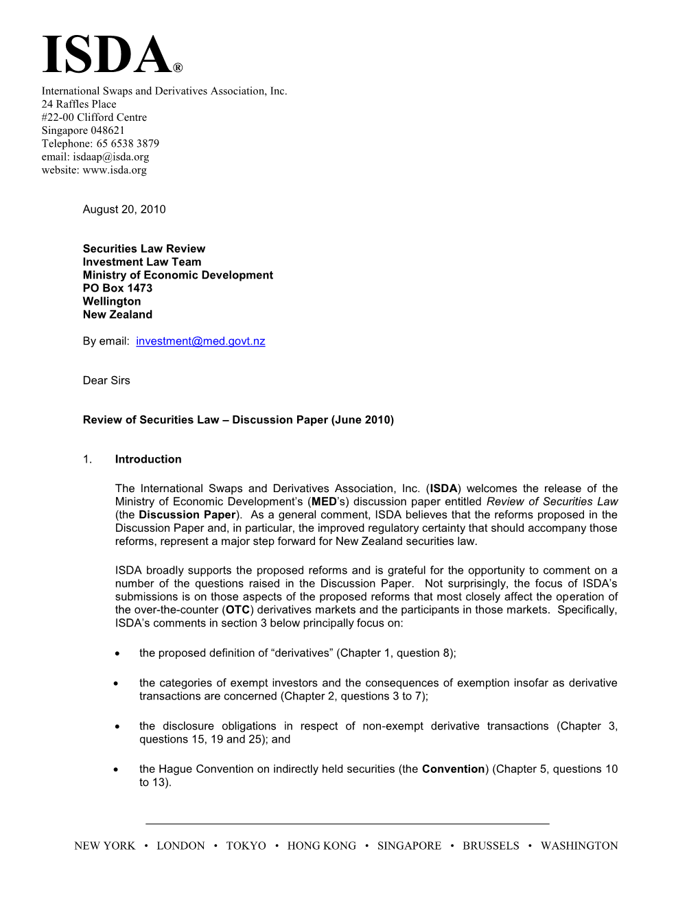 ISDA® International Swaps and Derivatives Association, Inc