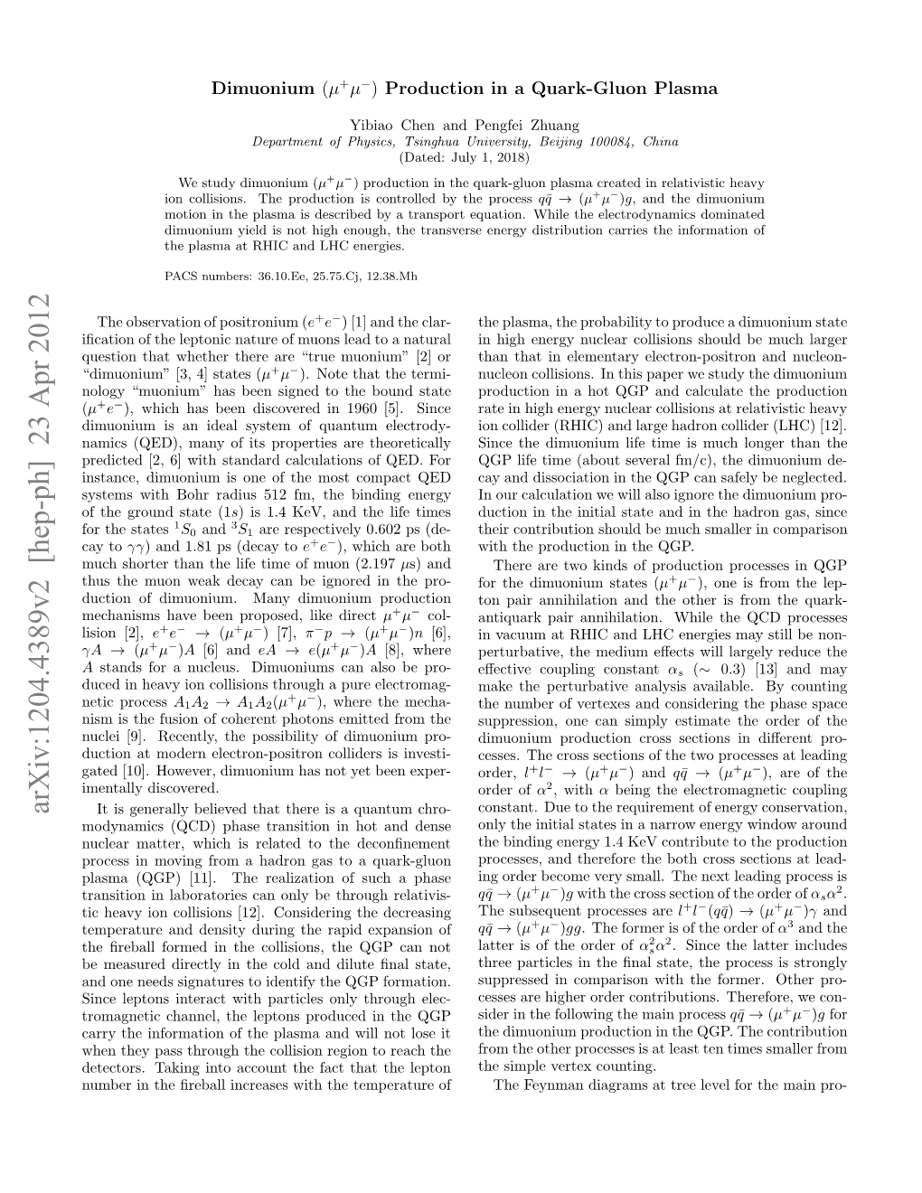 Dimuonium $(\Mu^+\Mu^-) $ Production in a Quark-Gluon Plasma