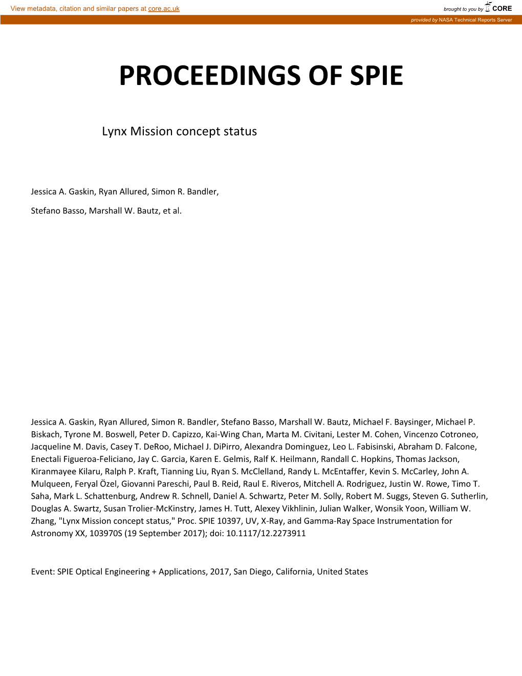 Proceedings of Spie