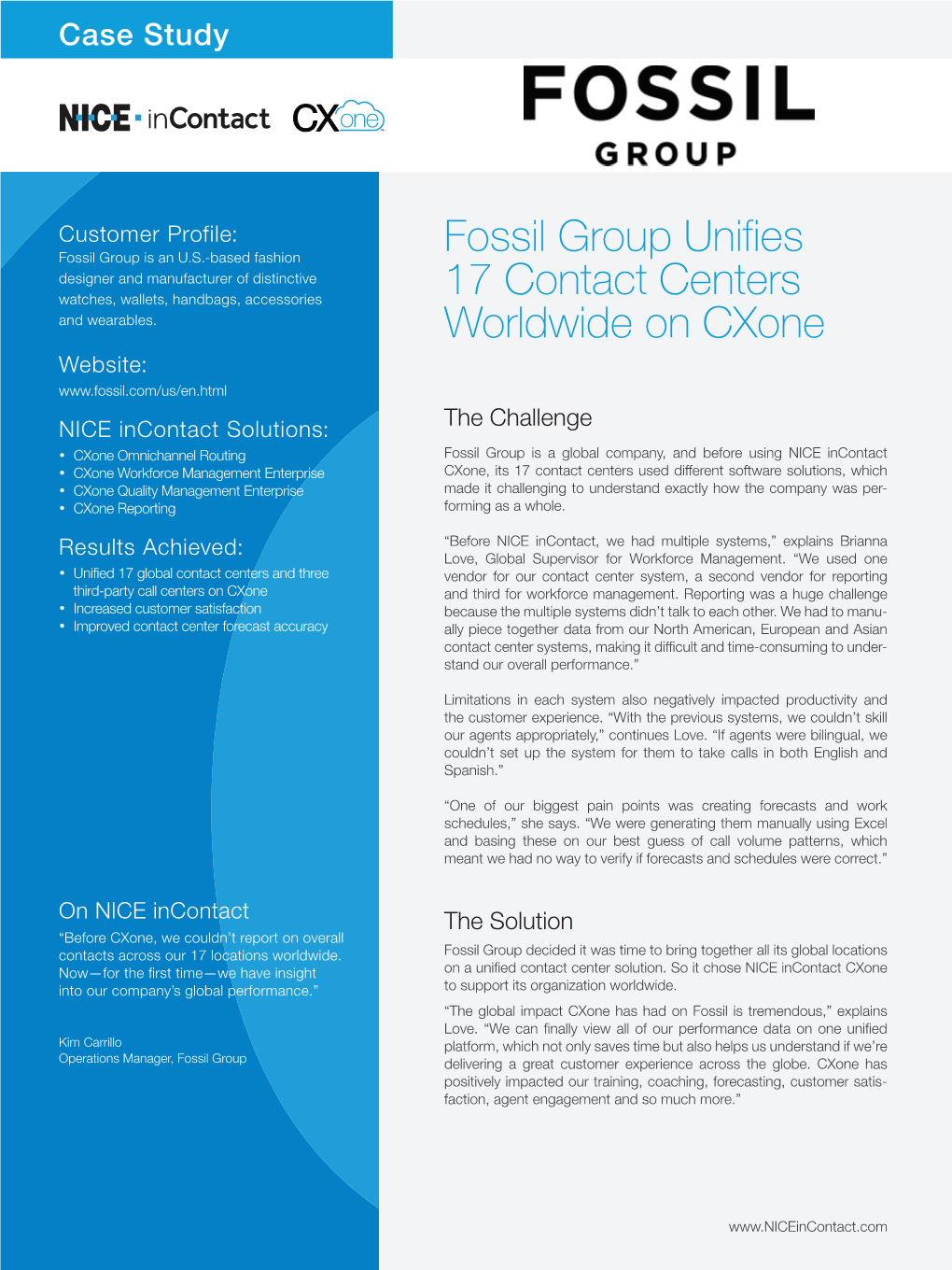 Fossil Group Unifies 17 Contact Centers Worldwide on Cxone