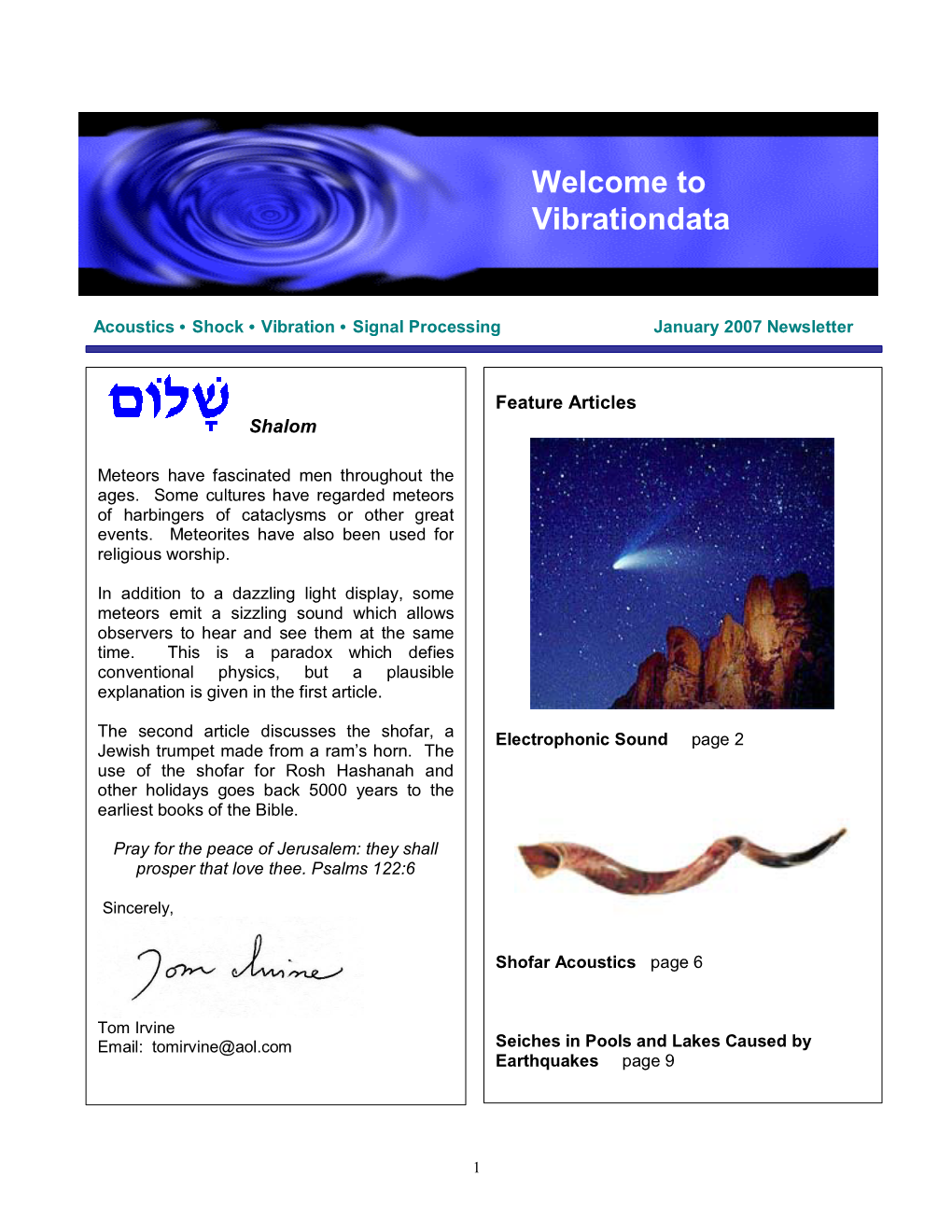 January 2007 Newsletter