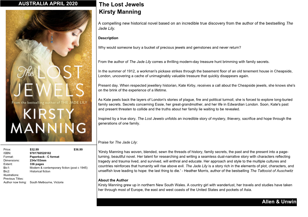 The Lost Jewels Kirsty Manning