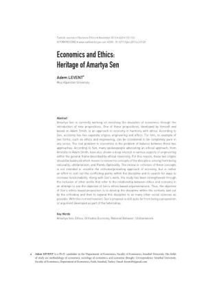 Economics and Ethics: Heritage of Amartya Sen