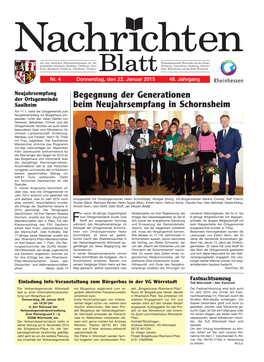 Begegnung Der Generationen Beim Neujahrsempfang in Schornsheim