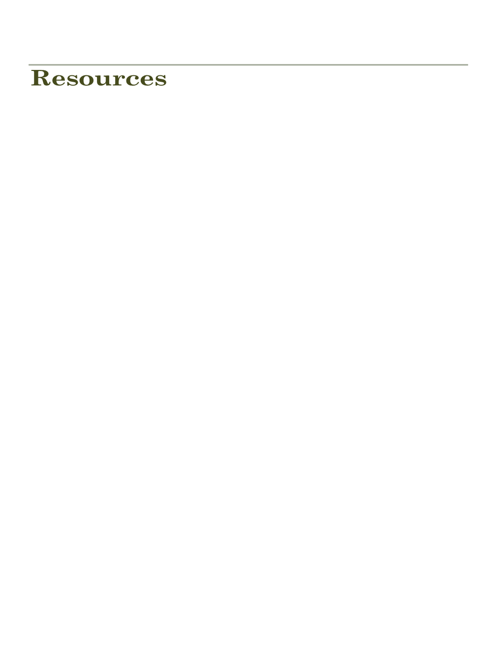 Resources Age Left Intentionally Blank) Resources Table of Contents