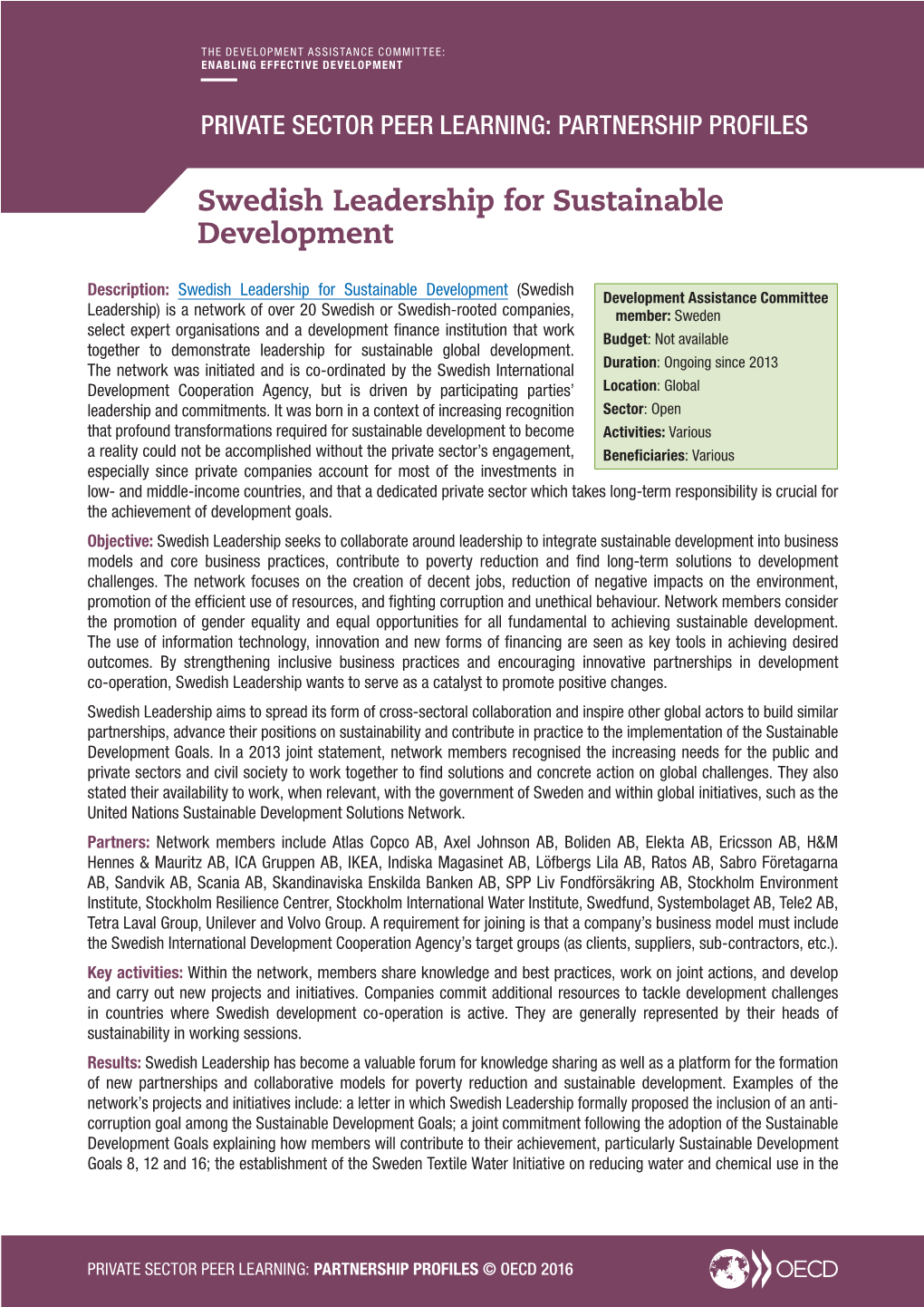 Swedish Leadership for Sustainable Development