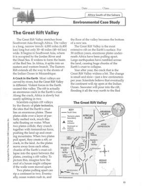 The Great Rift Valley the Great Rift Valley Stretches from the Floor of the Valley Becomes the Bottom Southwest Asia Through Africa