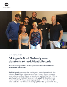 ​14 År Gamle Bhad Bhabie Signerer Platekontrakt Med Atlantic Records