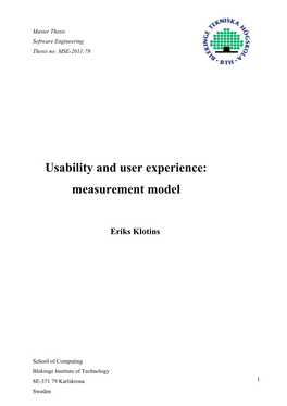 Usability and User Experience: Measurement Model