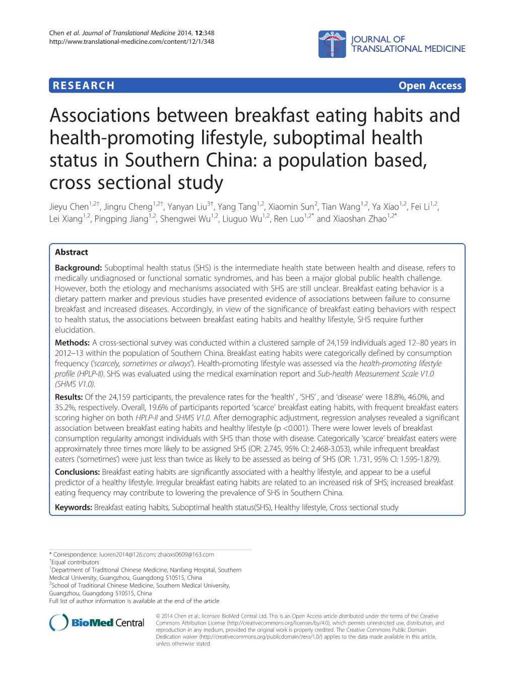 Associations Between Breakfast Eating Habits and Health-Promoting