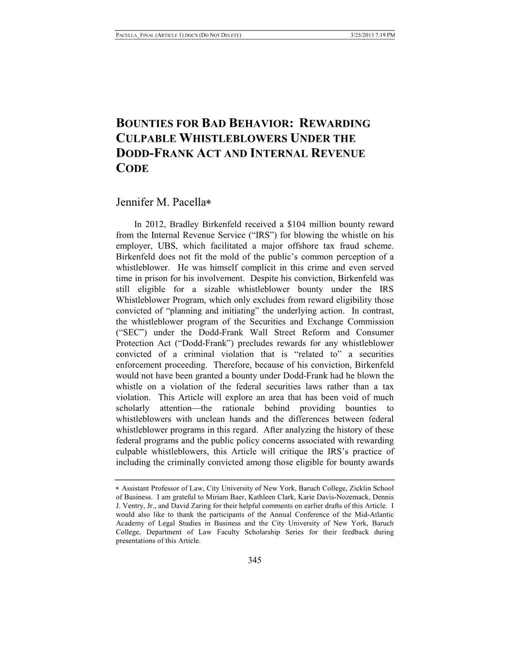 Rewarding Culpable Whistleblowers Under the Dodd-Frank Act and Internal Revenue Code