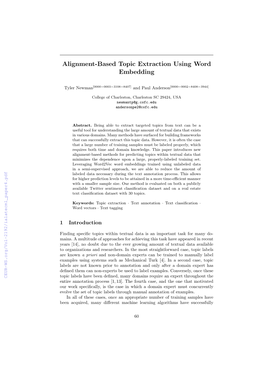 Alignment-Based Topic Extraction Using Word Embedding