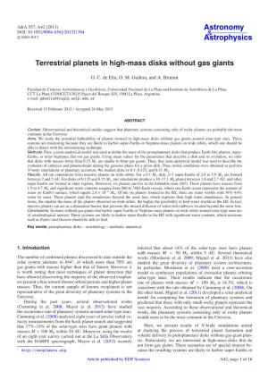 Terrestrial Planets in High-Mass Disks Without Gas Giants