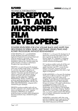 Microphen Perceptol, Id-11 and Film Developers