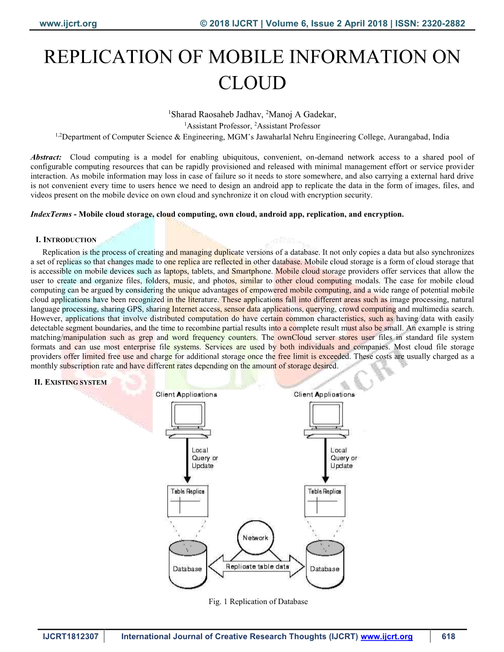 Replication of Mobile Information on Cloud