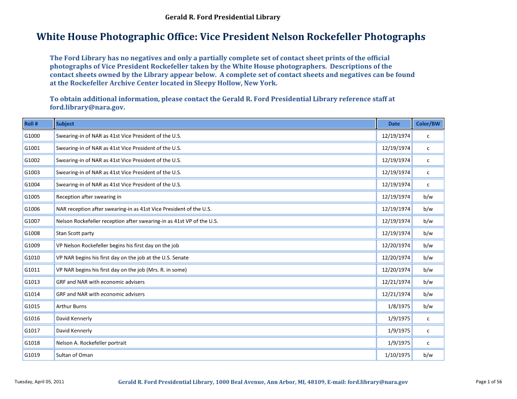 Vice President Nelson Rockefeller Photographs