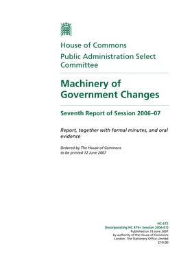 Machinery of Government Changes