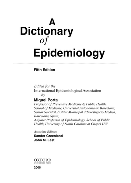 Dictionary Epidemiology