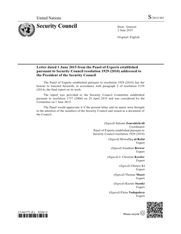 Final Report of the Panel of Experts Established Pursuant to Resolution 1929 (2010)