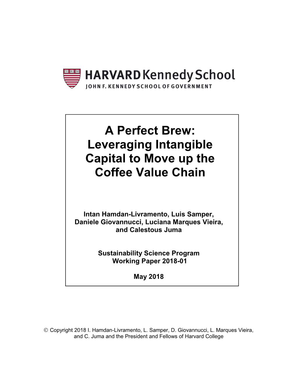 Leveraging Intangible Capital to Move up the Coffee Value Chain