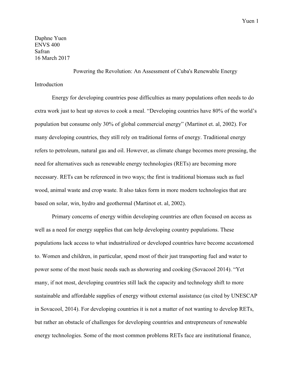 Powering the Revolution: an Assessment of Cuba's Renewable Energy