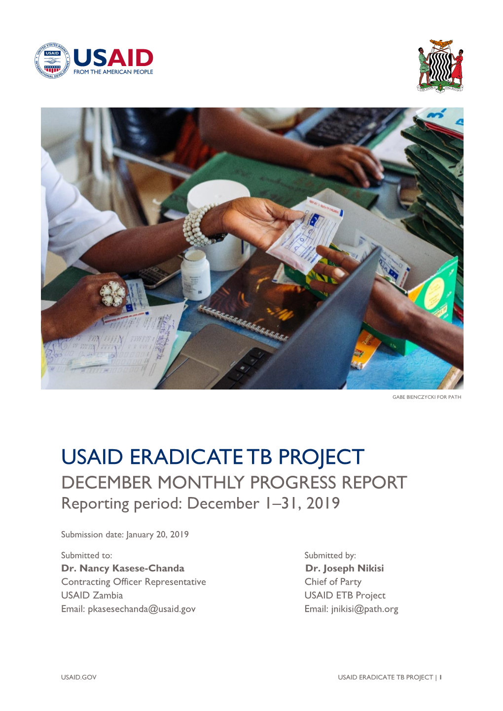 USAID ERADICATE TB PROJECT DECEMBER MONTHLY PROGRESS REPORT Reporting Period: December 1–31, 2019