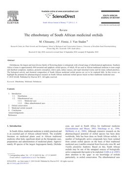 The Ethnobotany of South African Medicinal Orchids ⁎ M