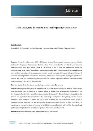 Finis Terræ, Fora Do Mundo: Notas Sobre Jean Epstein E O Mar