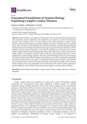 Conceptual Foundations of Systems Biology Explaining Complex Cardiac Diseases