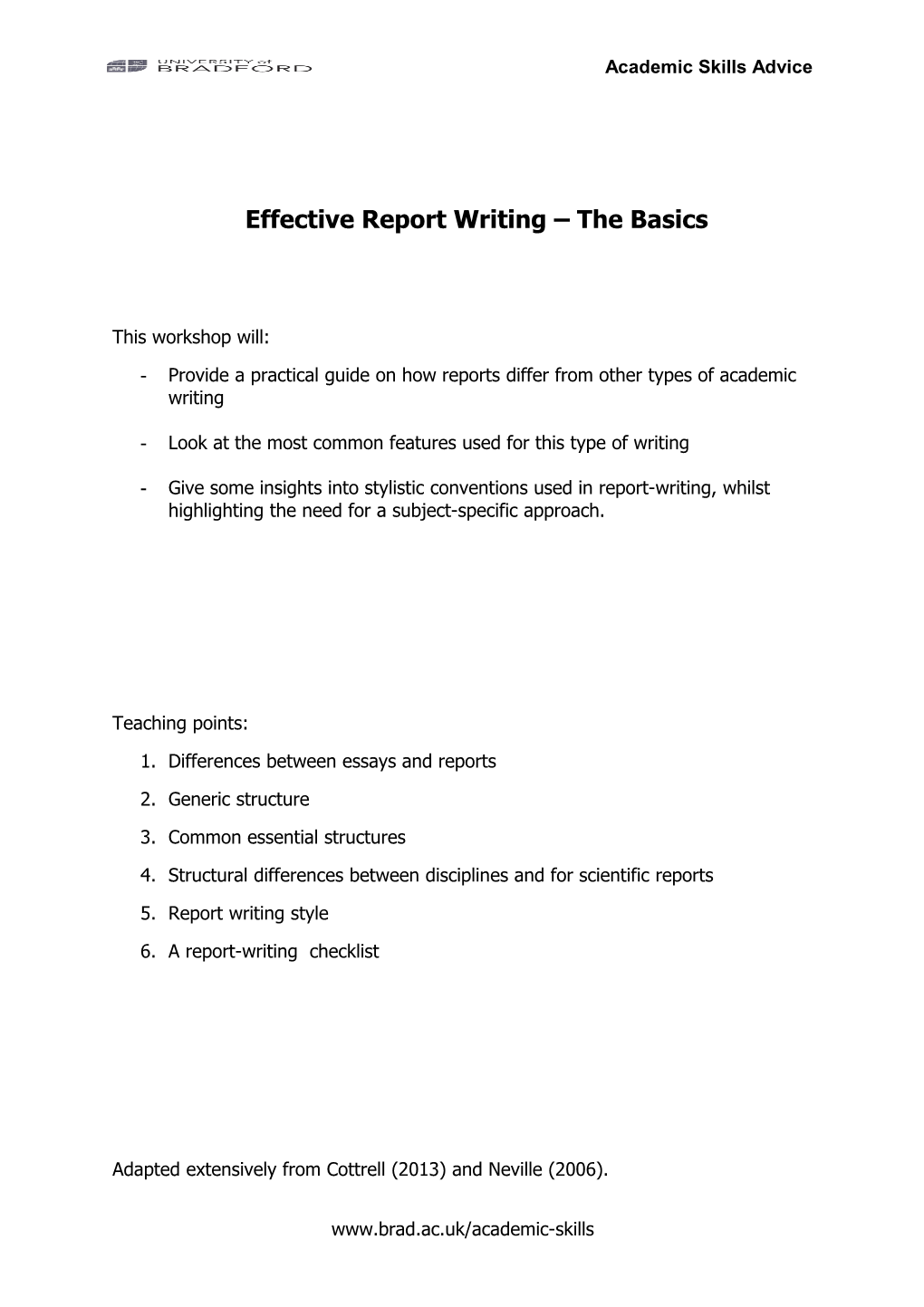 Effective Report Writing the Basics