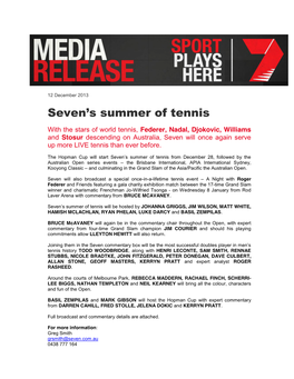 Seven's Summer of Tennis