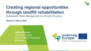 Creating Regional Opportunities Through Landfill Rehabilitation Sustainable Waste Management in a Circular Economy